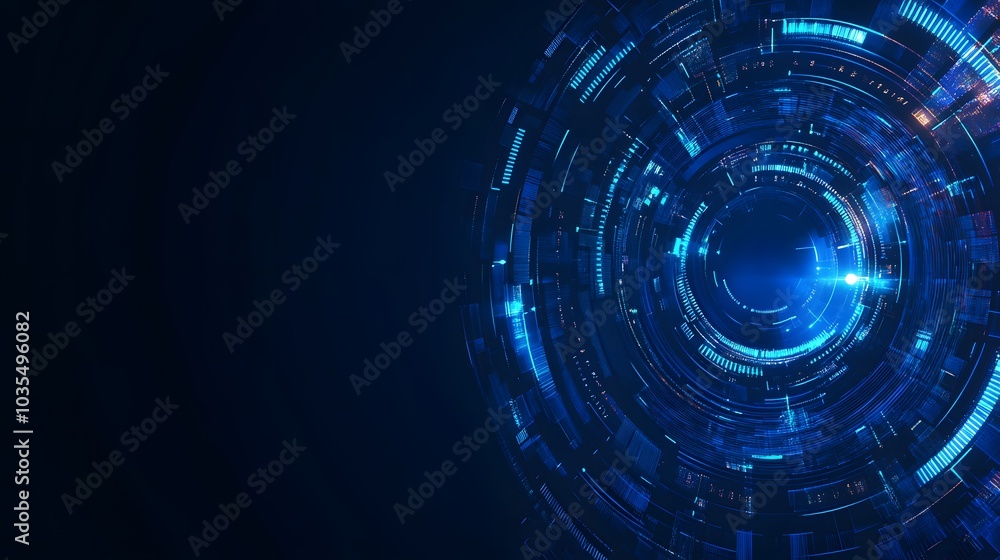 Poster blue technology background and abstract digital tech circle.copy space.