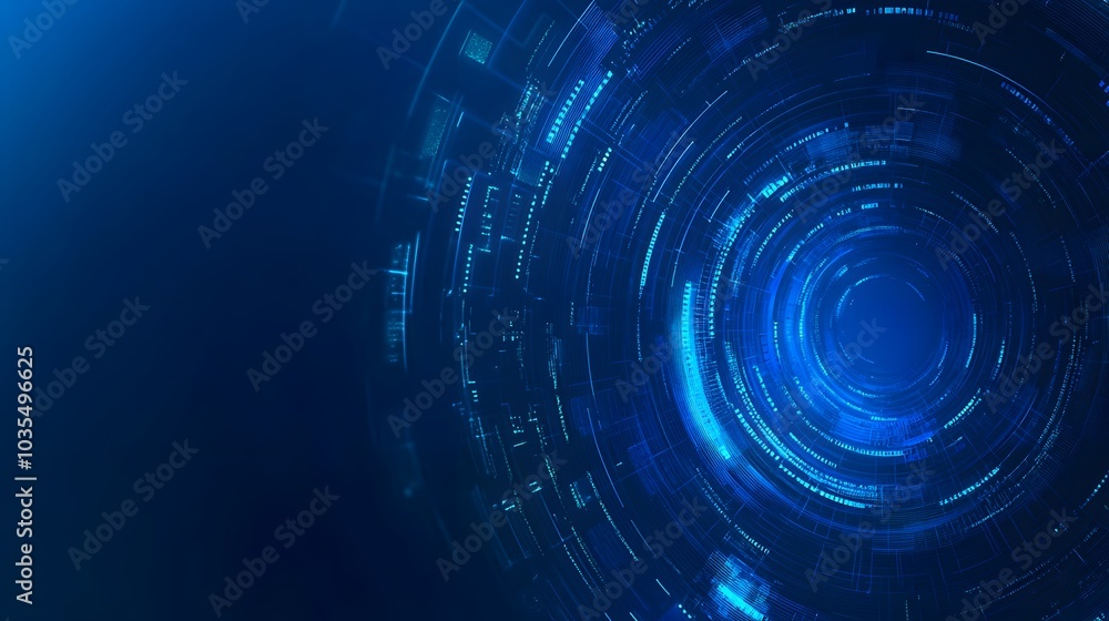 Poster blue technology background and abstract digital tech circle.copy space.