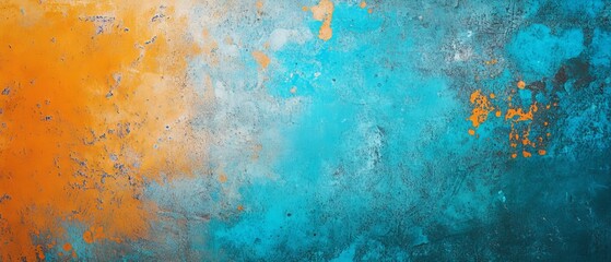Colorful vibrant horizontal background with medium turquoise, pastel orange, and royal blue - perfect for artistic designs, digital art, and decorative projects
