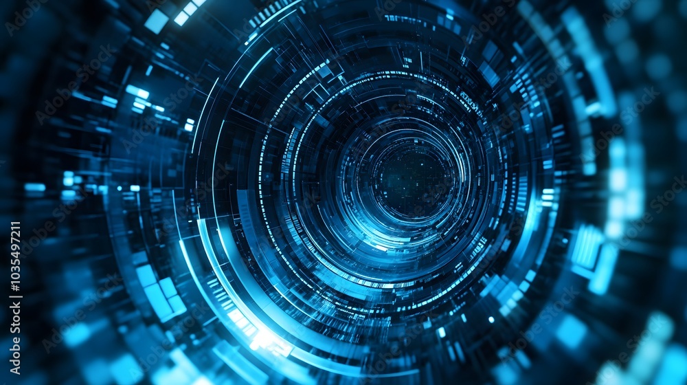 Poster blue technology background and abstract digital tech circle.copy space.