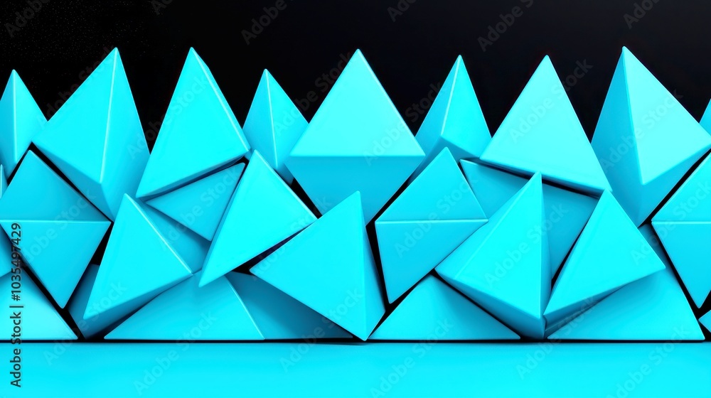 Poster vibrant blue geometric abstraction, a captivating design featuring intricate patterns and shapes in 