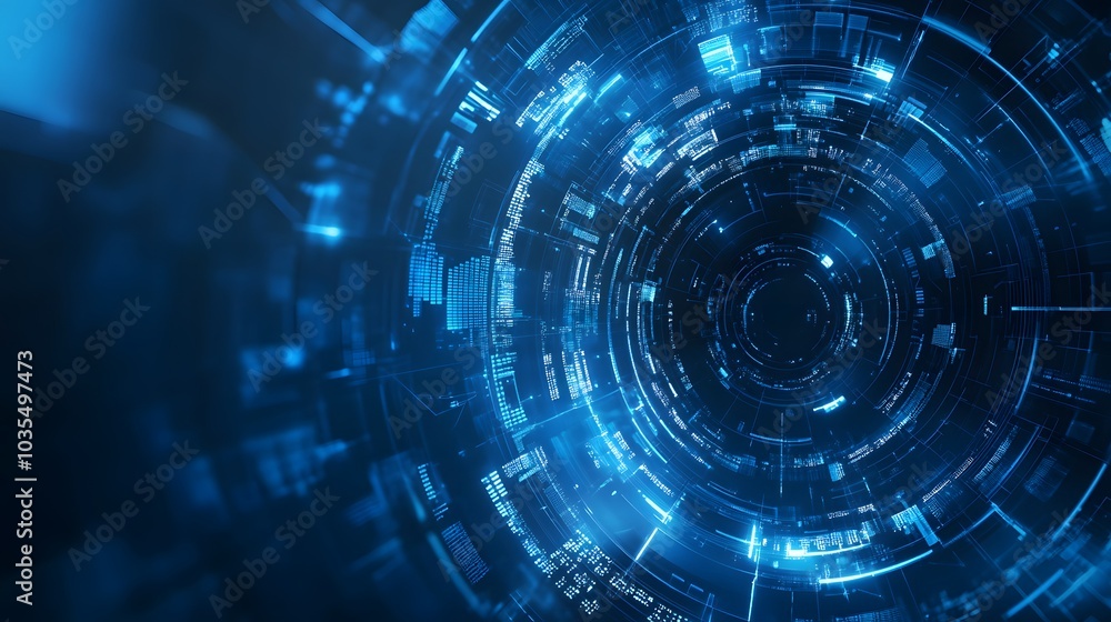 Poster blue technology background and abstract digital tech circle.copy space.