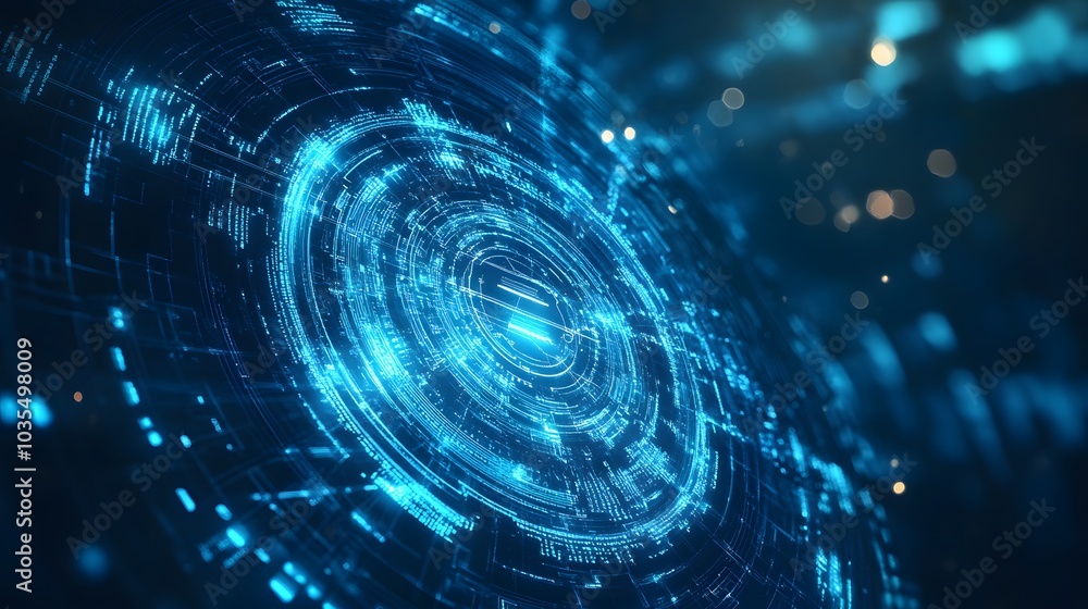 Poster blue technology background and abstract digital tech circle.copy space.