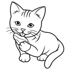 Kitten eating a piece of meat Adobe Illustrator Artwork