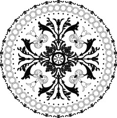 Vector sketch illustration silhouette design frame baground mandala rosette floral classic vintage ethnic 