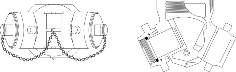 FIRE DEPARTMENT CONNECTION ASSEMBLIES design silhouette illustration vector sketch