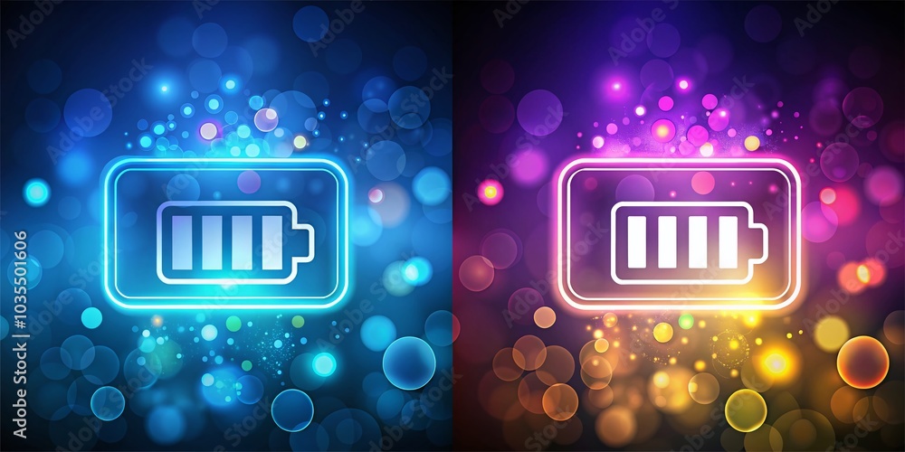 Poster pixelperfect battery icon in bokeh effect - high-quality vector design for ui/ux use