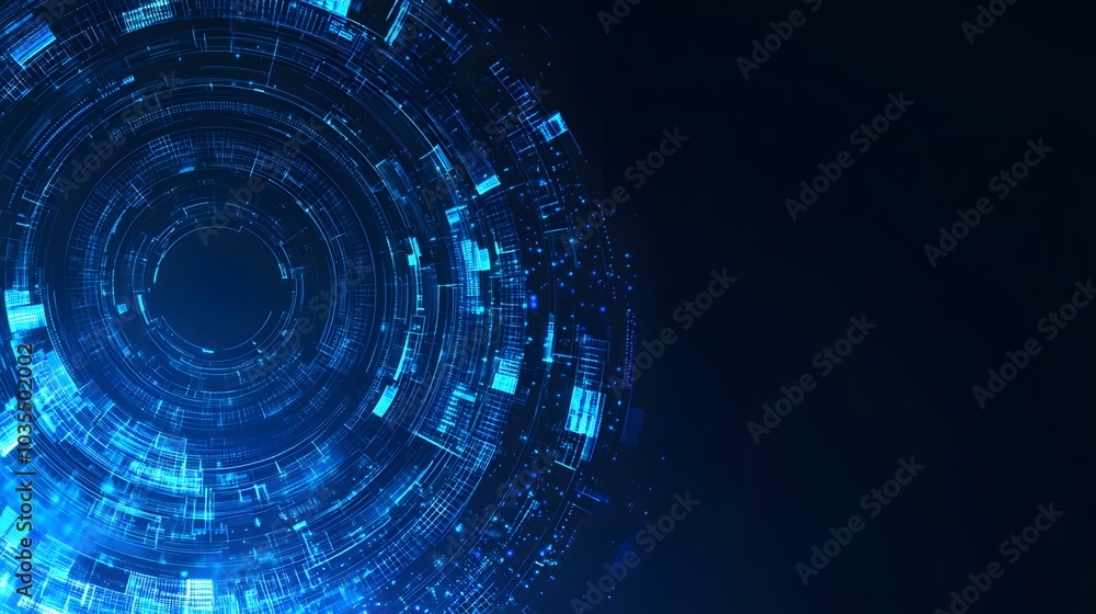 Poster blue technology background and abstract digital tech circle.copy space.