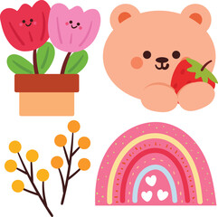 Flat vector cartoon set