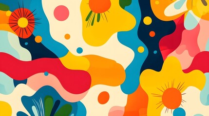 Fototapeta premium Abstract Colorful Shapes Background Geometric Pattern Fluid Design Summer Vibe