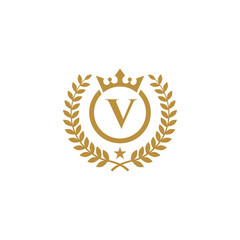 Letter V Crest Logo design vector template