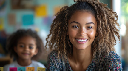 Smiling Teacher and Child