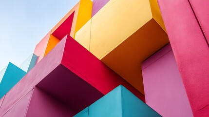 Abstract Colorful Geometric Architecture Facade