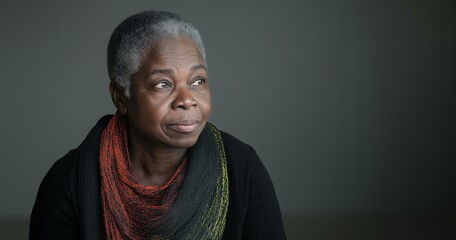 Fototapeta premium Portrait of Thoughtful Senior Woman: Wisdom and Contemplation