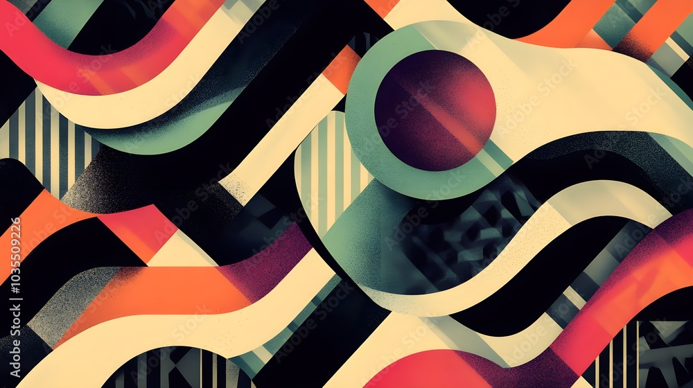 Poster abstract geometric shapes curves lines pattern background texture design graphic