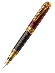 Naklejka premium Elegant fountain pen with intricate gold detailing on a white isolated background.