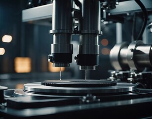Fototapeta premium A manufacturing facility showcases advanced milling processes with a machine tool creating intricate parts, emphasizing engineering precision and efficiency. Generative AI