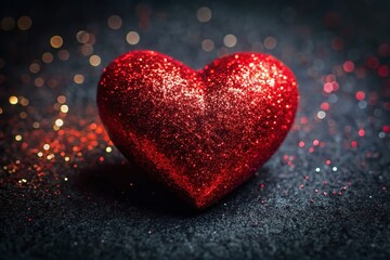 Fototapeta premium Red Glittering Heart Silhouette for Valentine's Day Celebration