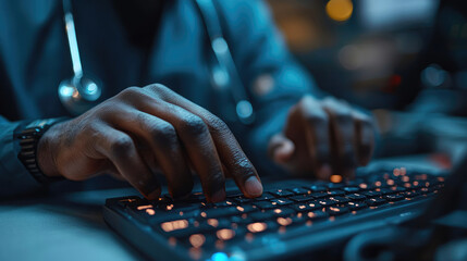 Close-up of Hands Typing on a Keyboard