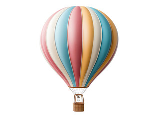 Fototapeta premium Hot air balloon with colorful stripes on a white isolated background.