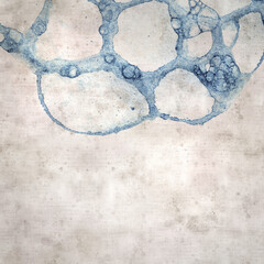 stylish square textured old paper background with traces of watercolor and soap bubles 