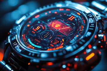 Close-up of a Futuristic Digital Watch