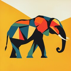 This artwork features a vibrant, geometric representation of an elephant, symbolizing the urgent need for conservation efforts to protect endangered species in their natural habitat. Generative AI