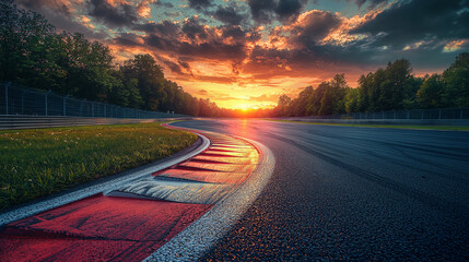 Race Track at Sunset: A Dramatic Curve