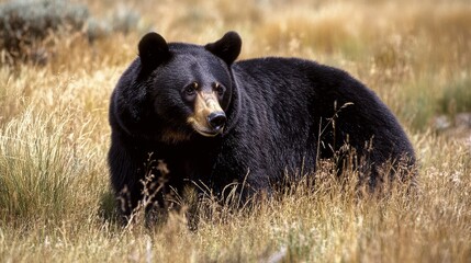 Fototapeta premium American Black Bear. Female Black Bear (Ursus americanus) in Yellowstone National Park, Wyoming