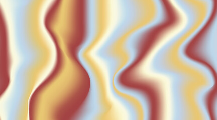 Abstract retro wavy fluid gradient background with flowing shapes in vintage red, yellow and blue colors