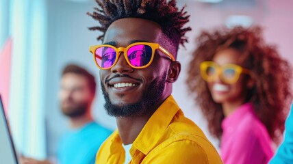 Diverse Team of Professionals Promoting Collaboration and Unity in Office Environment