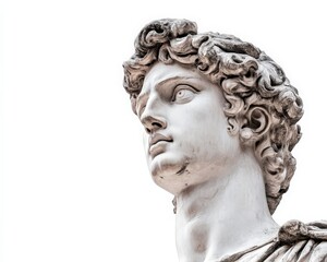 Apollo Statue. Renaissance Eye Aesthetic. Ancient Sculpture of Apollo Isolated on White