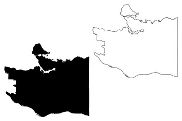 Obraz premium Vancouver City (Canada, British Columbia Province) map vector illustration, scribble sketch City of Vancouver map