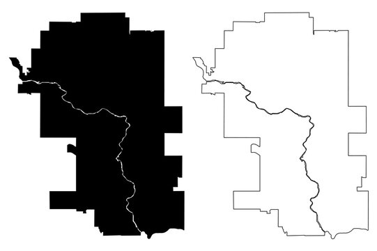 Calgary City (Canada, Alberta Province) map vector illustration, scribble sketch City of Calgary map