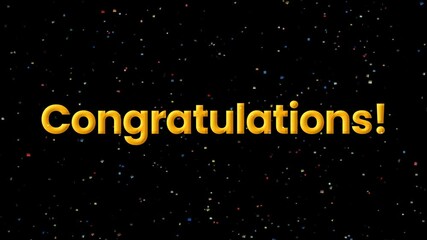 Congratulations greetings with confetti animation, animated congratulations text with confetti