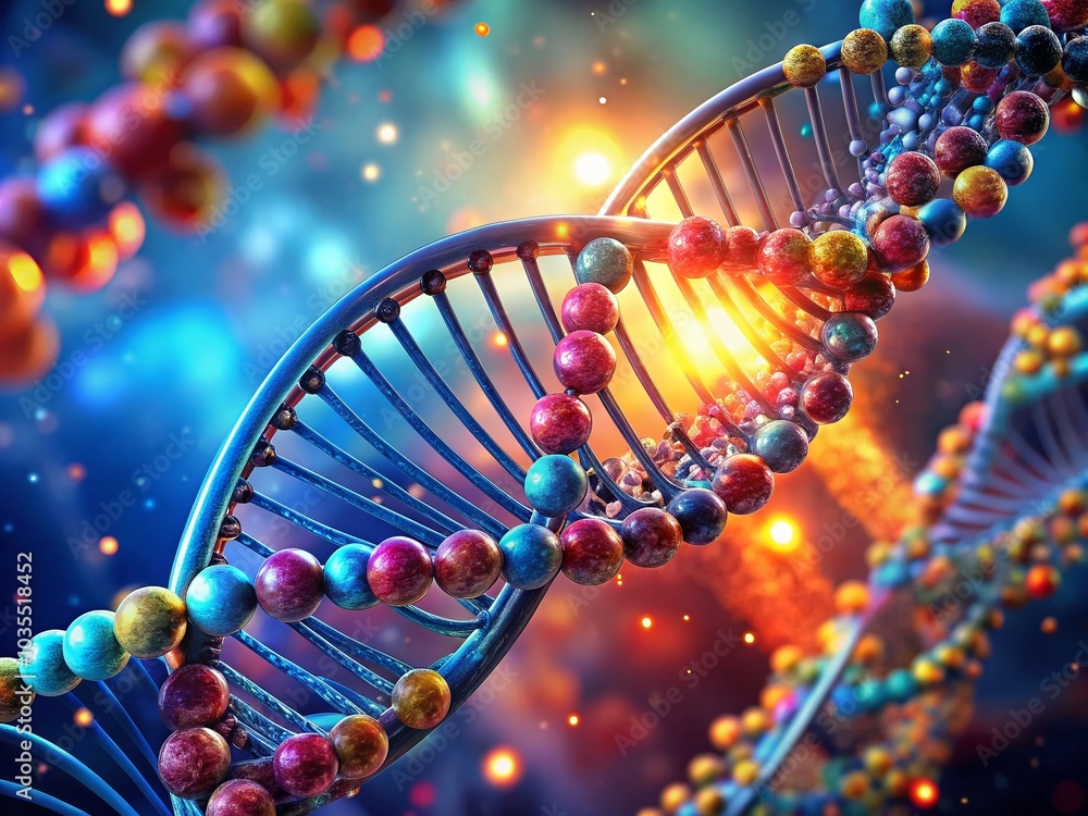 Aufkleber rotating 3d dna strand animation - macro photography background loop for science and technology