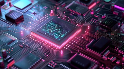 100 Conceptual 3D quantum computer nano processor technology illustration