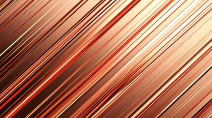 Copper and bronze metal texture with diagonal lines, abstract background.