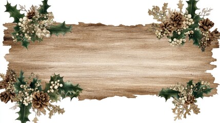 A blank parchment scroll features holly and mistletoe, ideal for writing holiday greetings, invitations, and special announcements