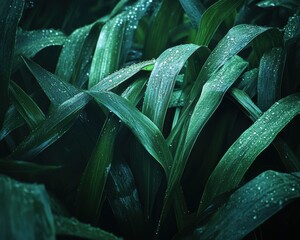 Obraz premium Close up of a plant with water droplets on it - Nature
