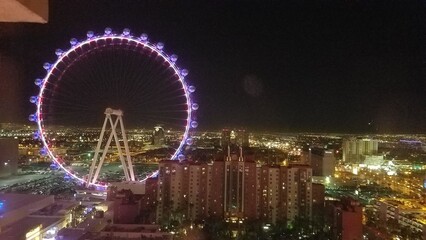 Las Vegas Lights, Pods on Giant Ferris Wheel Lit Up, High Roller 