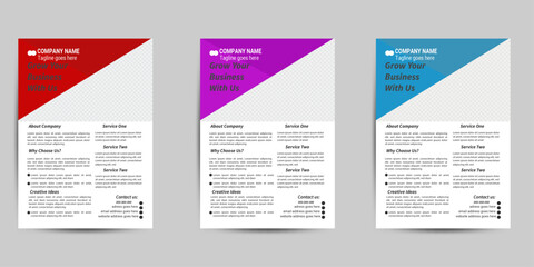 simple creative modern flyer layout template design with red,purple and blue color