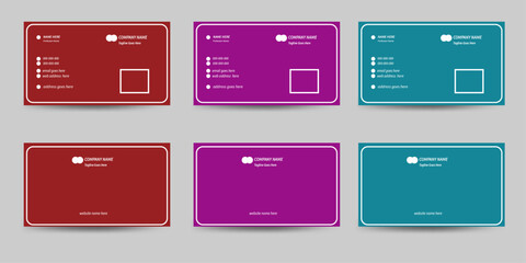 creative modern simple business card layout design with red,purple and blue color