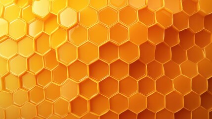 A honeycomb background featuring a rich golden orange honey color, arranged in a symmetrical composition. The design offers ample copy space, making it perfect for wallpapers and branding materials.