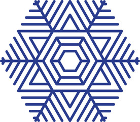 A blue snowflake with a diamond shape