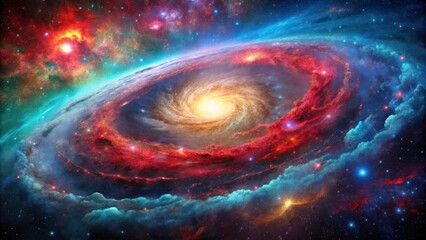 Obraz premium A celestial tapestry of swirling galaxies, vibrant nebulae, and twinkling stars, a cosmic dance of light and color in the vast expanse of space.