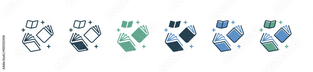Aufkleber shining books education icon set library study literature book with sparkle signs vector illustratio