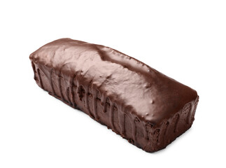Tasty chocolate sponge cake isolated on white