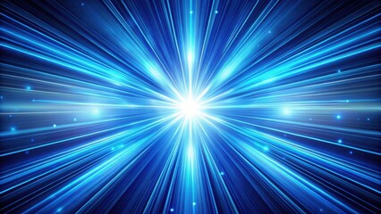 Obraz premium Abstract blue light streaks radiating from a bright center, creating a vibrant and dynamic visual effect.