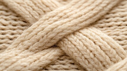 Fototapeta premium Soft knitted wool fabric texture with visible stitching, showcasing cozy and warm appearance. Perfect for winter clothing and accessories